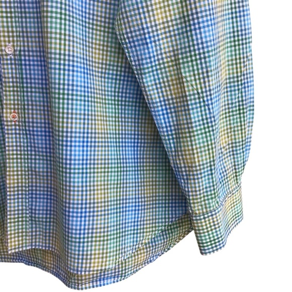 J McLaughlin Green Blue Plaid Cotton Button Down Long Sleeve Shirt Size …New - Picture 8 of 9